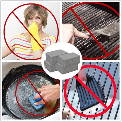 Elaziy Grill Griddle Cleaning Brick Block Ecological Grill Cleaning Brick De-Scaling Cleaning Stone for Removing Stains BBQ(4 Pack)