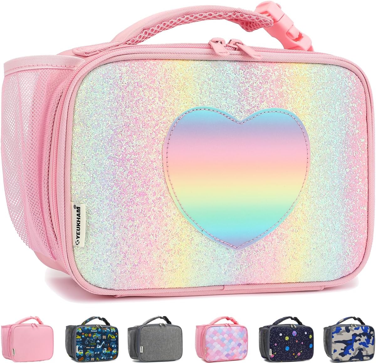 GYEUKHAM Insulated Lunch Box for School, Thermal Reusable Durable Freezable Lunch Bags for Kids Boys Girls Men Women - Small Soft Cooler Portable Lunch Tote Kit for Work Picnic Travel,Black