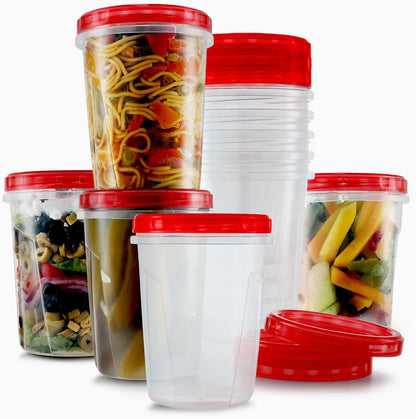 Tafura 10 Pack Leakproof Freezer Containers for Food with Twist Top Lids - 32 Oz BPA Free Reusable Plastic Soup Containers with Screw On Lids - Ideal for Meal Prep, Leftovers & Pantry Organization