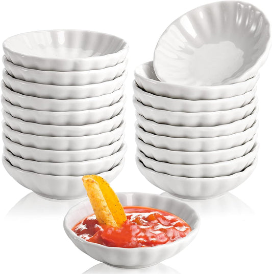 Hiceeden 20 Pack 2.9 Inch Soy Sauce Dish, Ceramic Pinch Bowl 1 Oz, Mini Porcelain Dipping Bowl Plate for Side Dishes, Condiment, Sushi, Ketchup, Appetizer