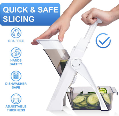 SupMaKin Safe Mandoline Slicer for Kitchen, Potato Slicer for Chips, Vegetable & Food Cutter,Thickness Adjustable 0.1-8 mm, Kitchen Faster Slice Artifact (Only Slicer)
