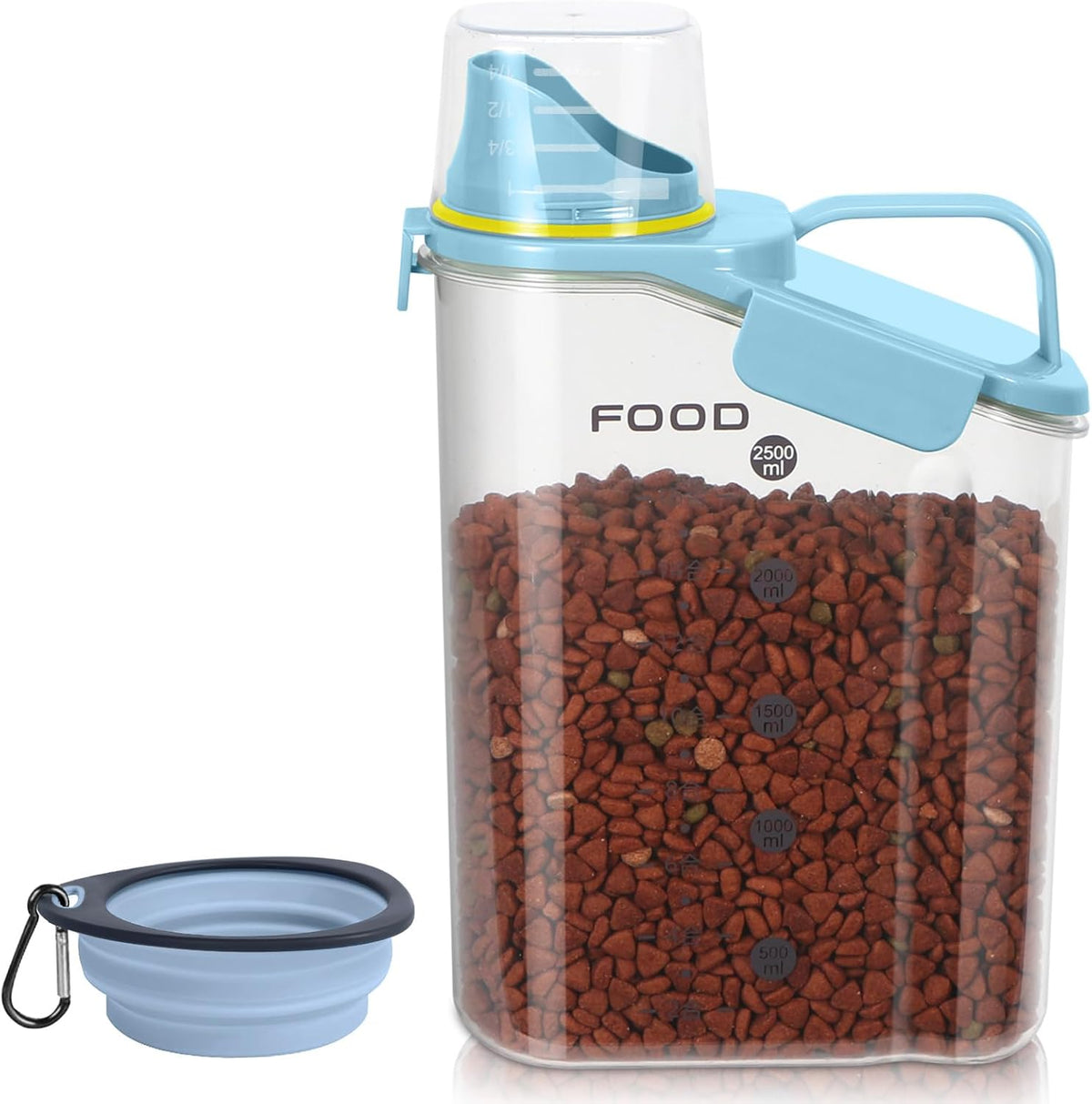 3-5Lbs Small Cat and Dog Food Storage Container BPA Free, Airtight Pet Food Storage Containers with Large Pour Spout/1 Measuring Cup/ 3 Safety Locks and Double-Layer Silicone Strip（Beige 1Pack）