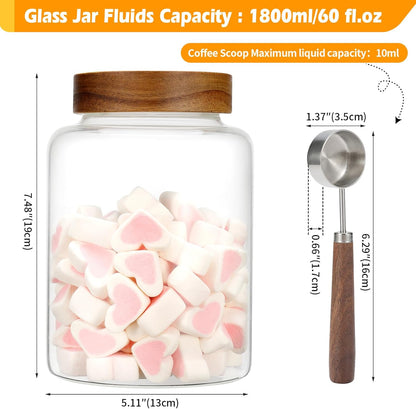 6 pc Glass Spice jars Glass Jars with Screw Lid 5 oz Acacia Wood Glass Herb Sugar Coffee Bean Ground Container Food Storage Canister for Candy Pantry Tea Seasoning Meal Prep Snack (6*150ml(5oz))