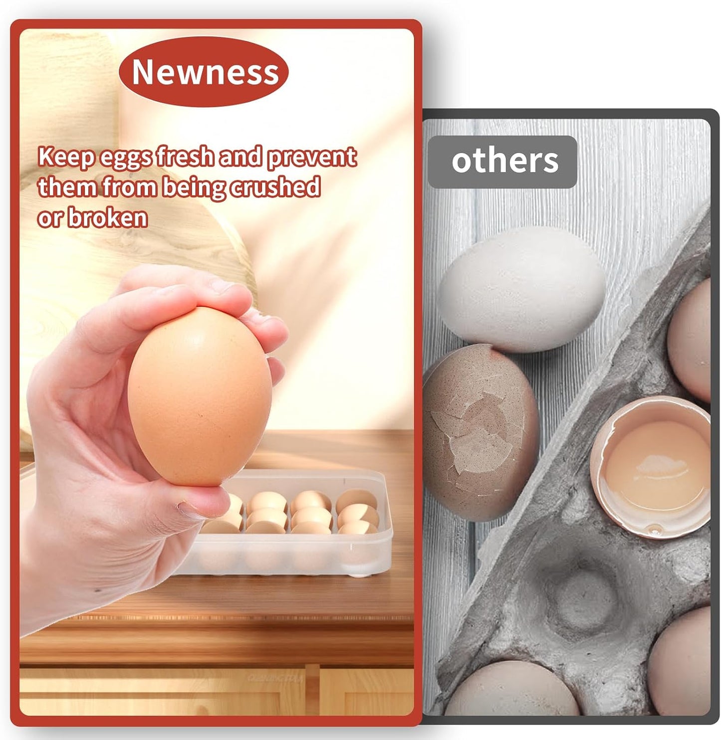 Newness Deviled Egg Containers with Lid, (Set of 2), Plastic Egg Platter for 48 Devil Eggs, Clear Storage Deviled Egg Carrier, Fridge Stackable Countertop Portable Egg Tray