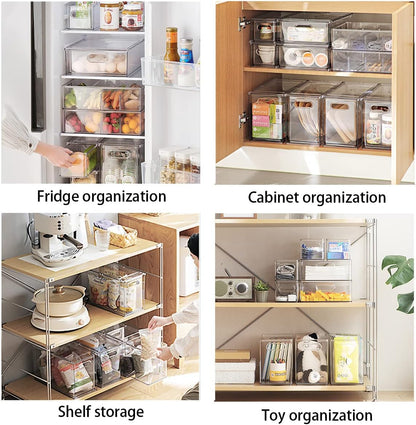 3Pack Fridge Organizer Drawer Divider Cube Pull-Out Bins Clear Food Container Refrigerator Storage box Produce Saver for Pantry Kitchen Cabinet