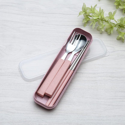 VANRA 3-Piece Children Utensils Set 18/10 Stainless Steel Child Flatware Set Silverware Knife Spoon Fork Set with Travel Case for Kids Lunch Box