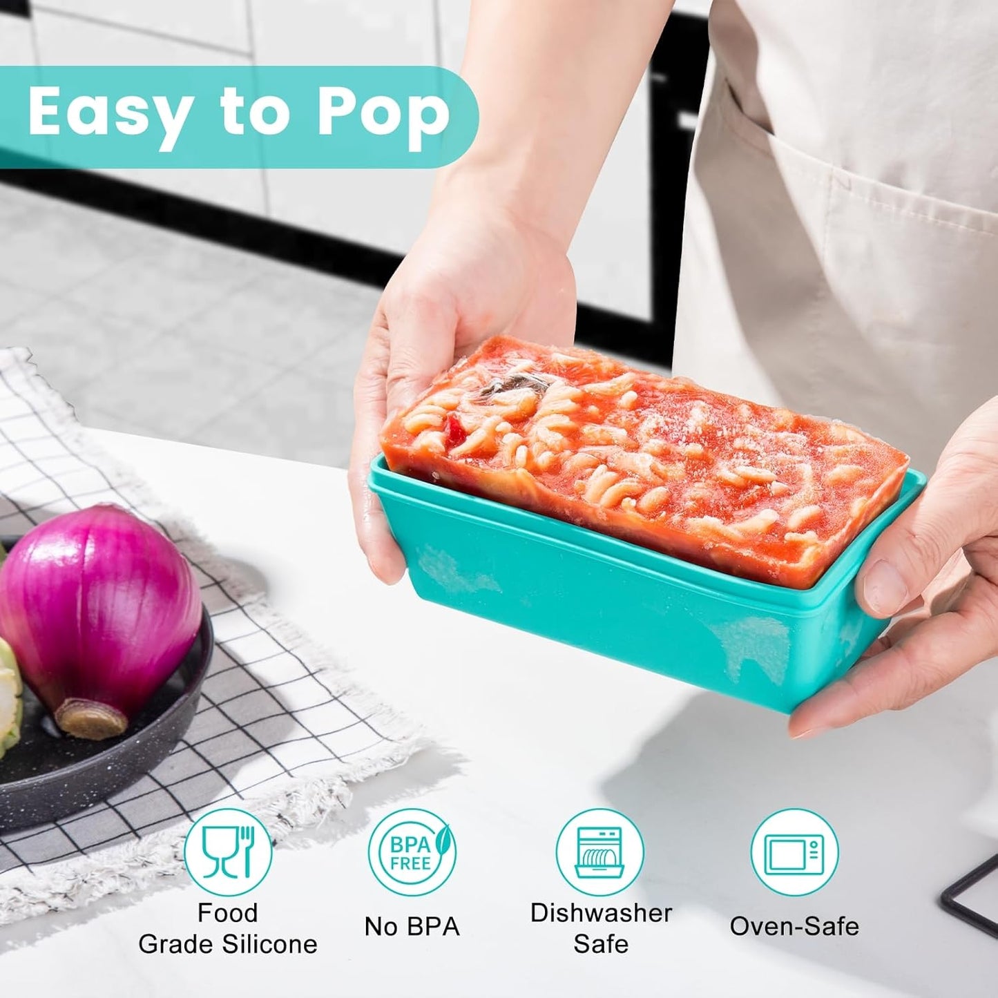 Gemice 1-Cup Silicone Freezer Molds with Lids, Individual 4-Pack Portion Soup Cubes Freezer Trays for Food Storage, Oven & Dishwasher Safe, BPA-Free, Silicone Freezer Containers for Meal Prep