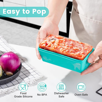 Gemice 1-Cup Silicone Freezer Molds with Lids, Individual 4-Pack Portion Soup Cubes Freezer Trays for Food Storage, Oven & Dishwasher Safe, BPA-Free, Silicone Freezer Containers for Meal Prep