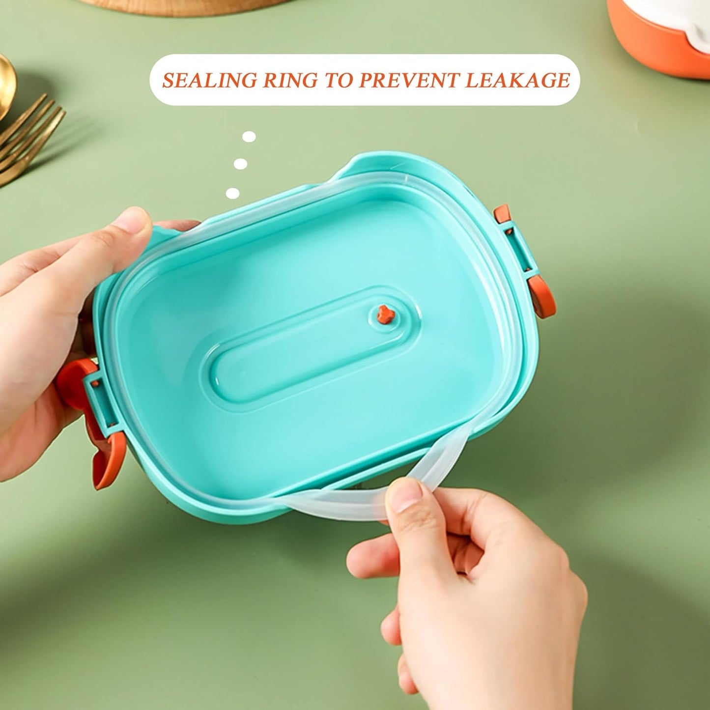 Cute Bento Box, with Cutlery Set Portable Lunch Box, 700ML Leak-proof 2 Compartment Lunch Container, Reusable Snack Box, Microwave/Dishwasher/Freezer Safe, BPA Free, Snack Container (Purple)