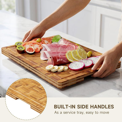 Large Cutting Board,Bamboo Wood Cutting Boards For Kitchen,3 Packs Chopping Board Set With Juice Groove, For Butcher Block,Vegetables,Fruits And Cheese