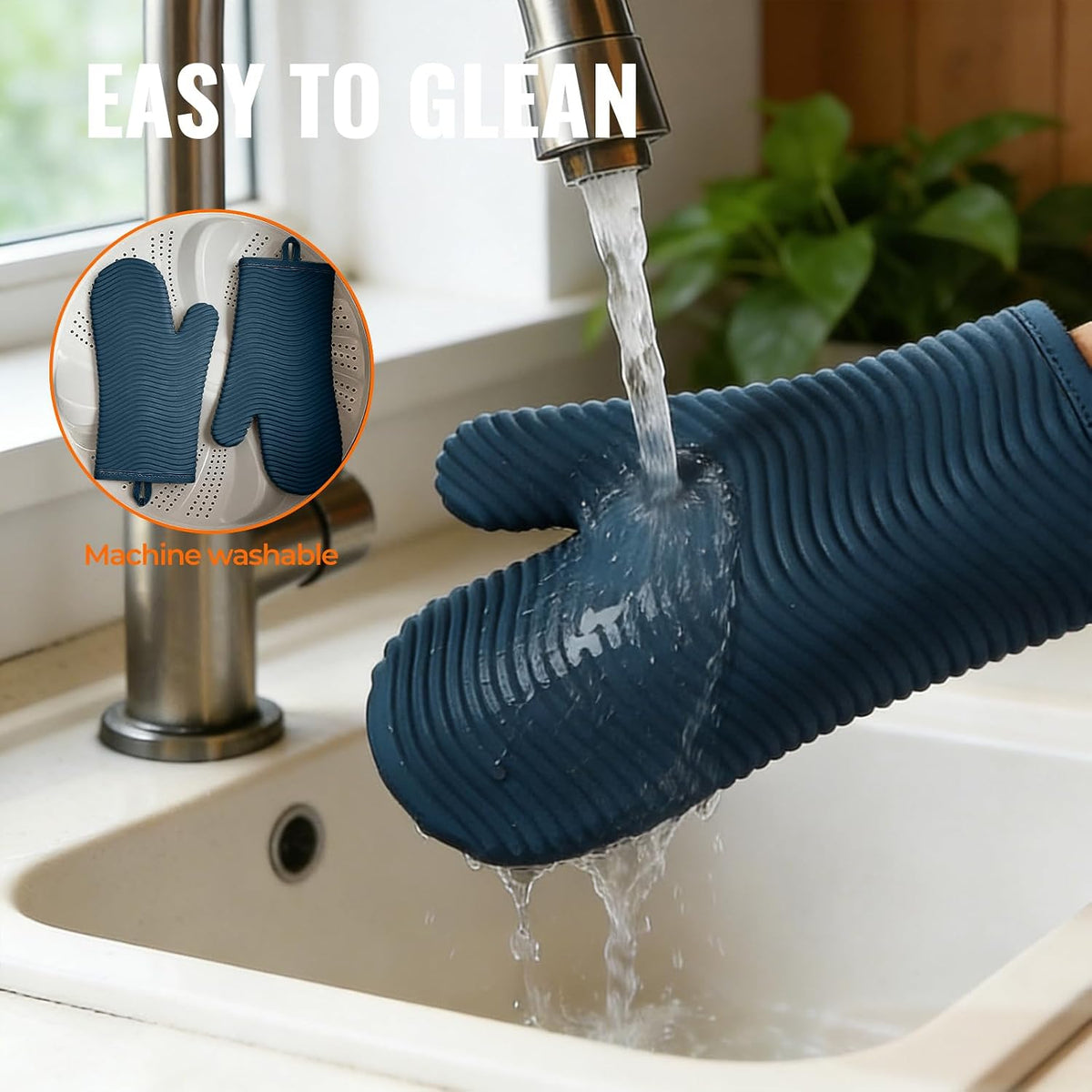 Yutat Silicone Oven Mitts - Oven Mitts and Pot Holders Sets Made of Non-Slip & BPA-Free Silicone, High Heat Resistant 500 Degrees, Perfect for Kitchen Cooking Baking BBQ, Peak Green