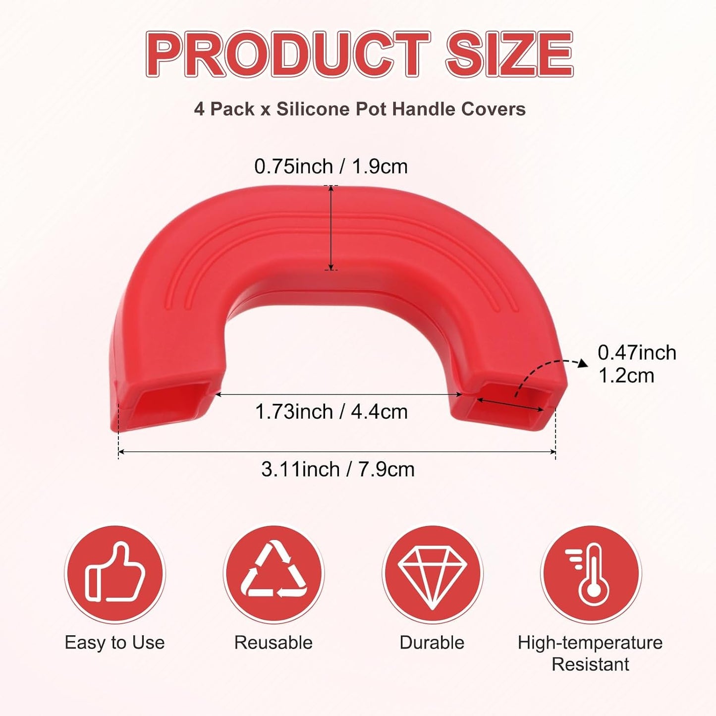 M METERXITY 4-Pack Silicone Pot Handle Covers, Heat Resistant Non-Slip Pot Holder Handle Sleeve for Skillet/Wok Cooking [9.1cm 7.9cm, Black]