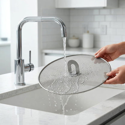 Homestia Splatter Screen for Kitchen, Stainless Steel Fine Mesh Splatter Screen for Frying Pan, 10” Grease Splatter Guard with Fold Flat Knob