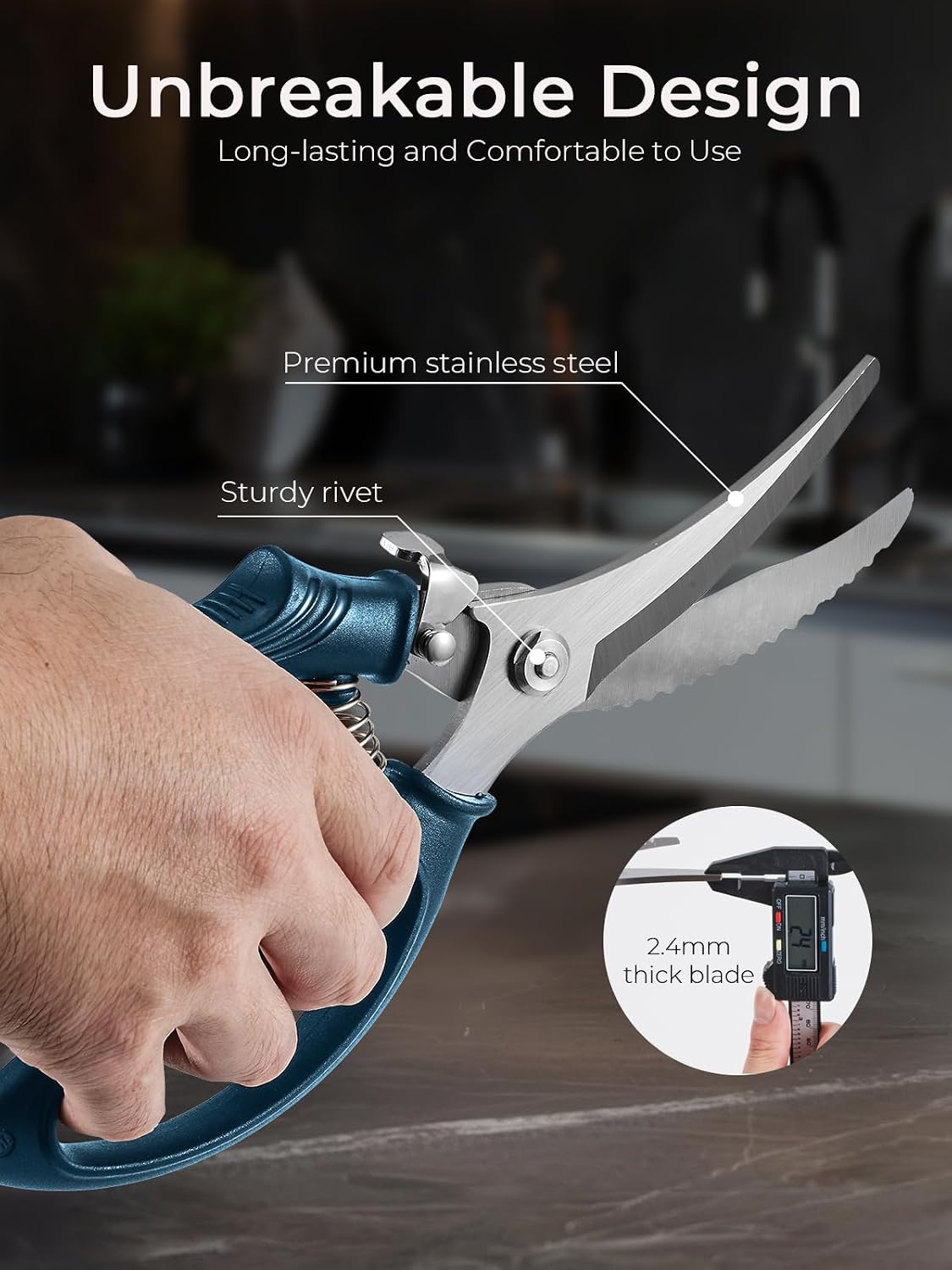 Kitchen Scissors, Forged Stainless Steel Heavy Duty Kitchen Shears, Dishwasher Safe Cooking Scissors for Meat, Poultry & Vegetables