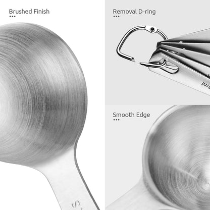 Measuring Spoons: U-Taste 18/8 Stainless Steel Measuring Spoons Set of 9 Piece: 1/16 TSP, 1/8 TSP, 1/4 TSP, 1/3 TSP, 1/2 TSP, 3/4 TSP, 1 TSP, 1/2 tbsp & 1 tbsp Dry and Liquid Ingredients
