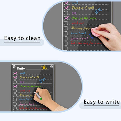 4Pcs Fridge Calendar Set, Clear Magnetic Dry Erase Daily, Weekly, Monthly Planners & Menu Board, w/ 2 Packs of 8 Markers
