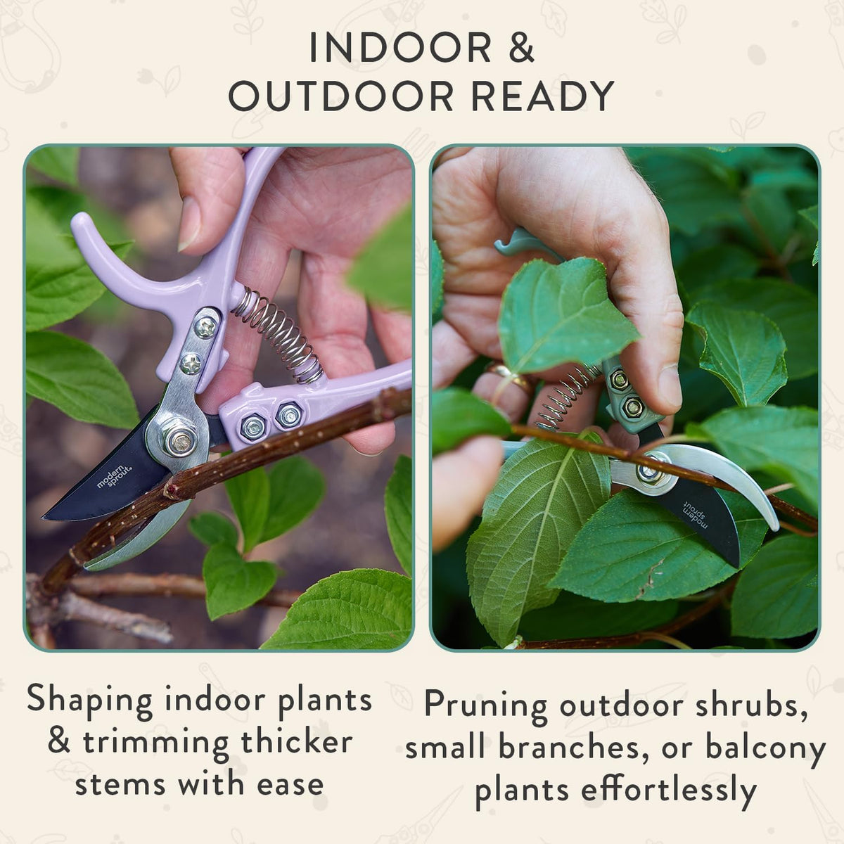 Modern Sprout Bypass Hand Pruners - Scissors - Gardening Tools - Sage