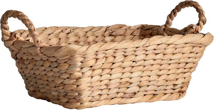 Handwoven water hyacinth basket with a loop handle, 3.9 inches, ideal for pantries, shelving, and home decor