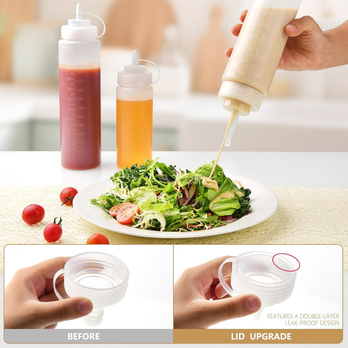32 oz / 1000 ml Plastic Squeeze Bottles 3-Hole
