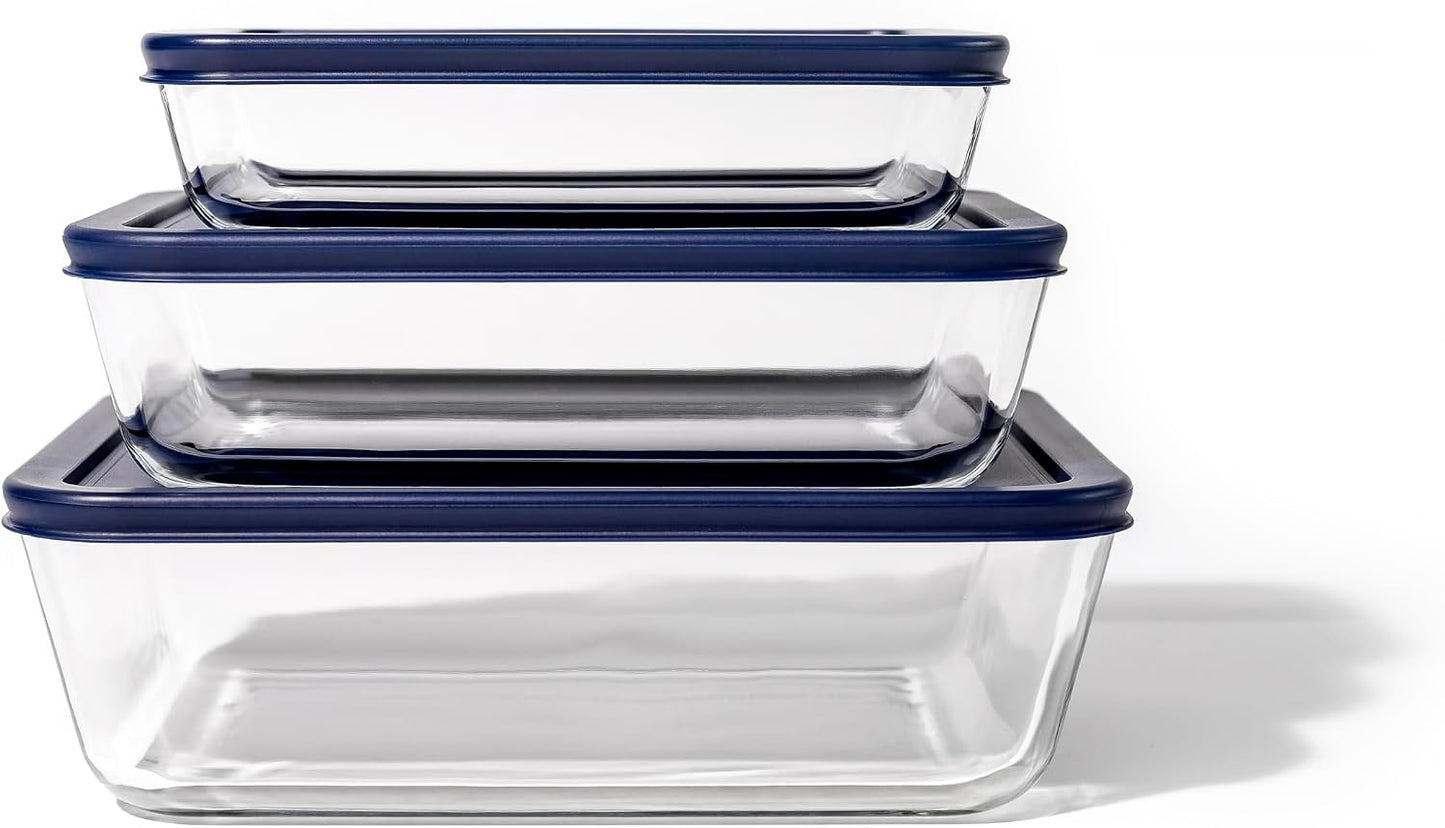 DURA LIVING 4-Piece Glass Food Storage Container (2 Containers + 2 Lids) | 6.55-Cup Rectangular, Leakproof | Microwave, Freezer, Oven & Dishwasher Safe | Ideal for Meal Prep & Pantry Organization
