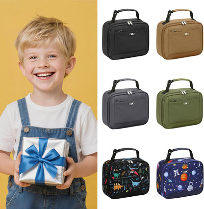 Lunch Box Kids Insulated Lunch Bag for Boys Girls Cute Reusable Lunch Tote Bag Waterproof Portable Thermal Lunch Box Kids for School Picnic Travel Black