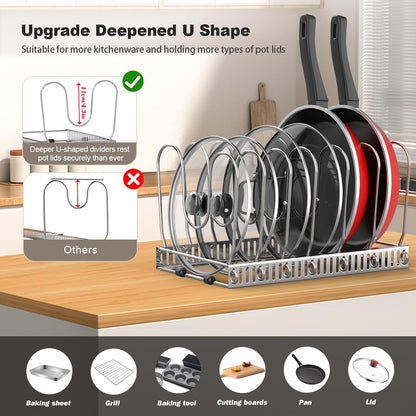 Housolution 2 Pack Pot and Pan Lid Organizer Holder Storage Rack, Black