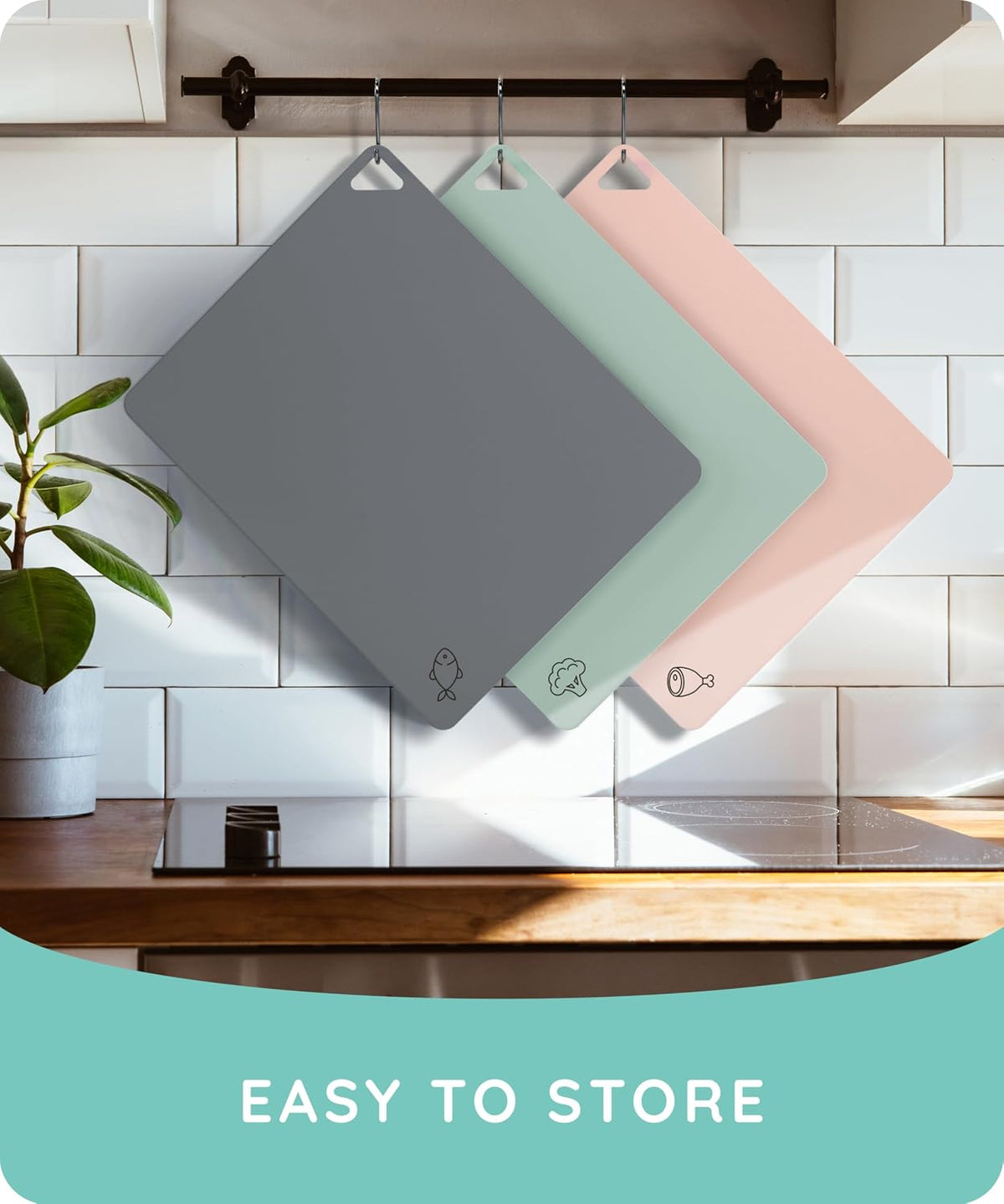 Cutting Boards for Kitchen, Plastic Cutting Board, Dishwasher Safe Cutting Boards with Juice Grooves for Meat, Veggies, Fruits, Easy Grip Handle, Serveware Accessories (Gray)