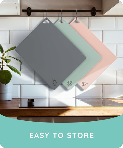 Cutting Boards for Kitchen, Plastic Cutting Board, Dishwasher Safe Cutting Boards with Juice Grooves for Meat, Veggies, Fruits, Easy Grip Handle, Serveware Accessories (Gray)