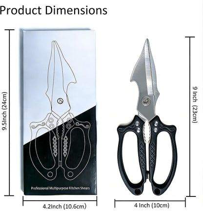 Multifunctional Heavy Duty Kitchen Shears,Kitchen Scissors for Food, Kitchen Shears for Cutting Chicken,Japanese High-Carbon Steel Culinary Poultry Shears, for Chicken,Meat,Fish,Bone Cutting(Silver)