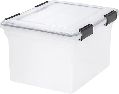 IRIS USA WeatherPro Storage Bins with Lids, 47 Qt, Gasket Seal, 2 Pack | Airtight gasket helps protect clothing, shoes, crafts, keepsakes, and household supplies from moisture and dust.