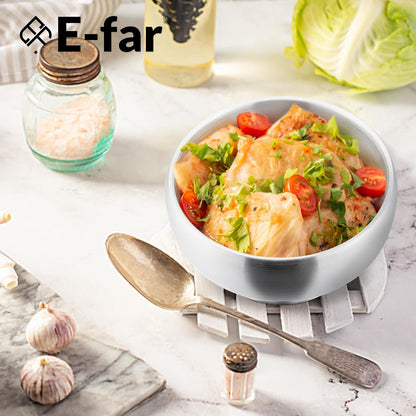 E-far Stainless Steel Bowls for Kids-6 Pack, 12OZ Double Walled Baby Toddler Bowls for Baby Food/Cereal/Snack, 18/10 Non-Toxic Metal & Unbreakable, Dishwasher Safe