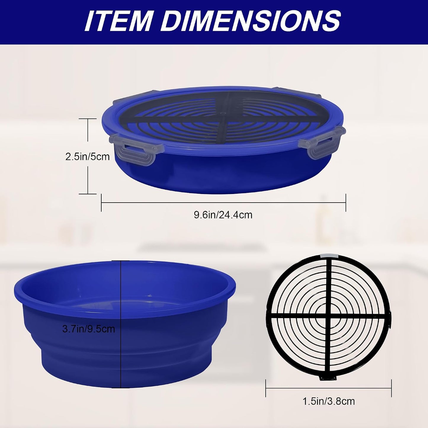FJNATINH Collapsible Batter Bowl - Mess Free Better Breader Shaker Bowl with Lid Breading Shaker Container for Fried Fish, Fried Chicken, Onion Rings & More,No Leak,Easy to Store,Light Blue