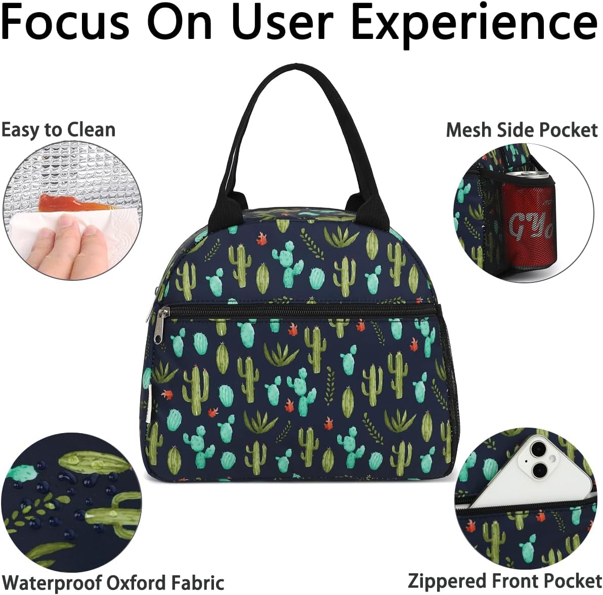 GYEUKHAM Lunch Bag Women, Lunch Box for Adult Men Kids Girls, Small Cute Lunchbox Tote Large Capacity Insulated Lunch Container Cooler for Work School Picnic Travel, Black White Stripes