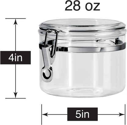 Oggi Large Clear Canister with Clamp Lid, 72 oz - Large Airtight Food Storage Container, for Kitchen & Pantry Storage of Bulk, Dry Foods, Pasta, Flour, Sugar, Coffee, Rice, Tea, Spices & Herbs