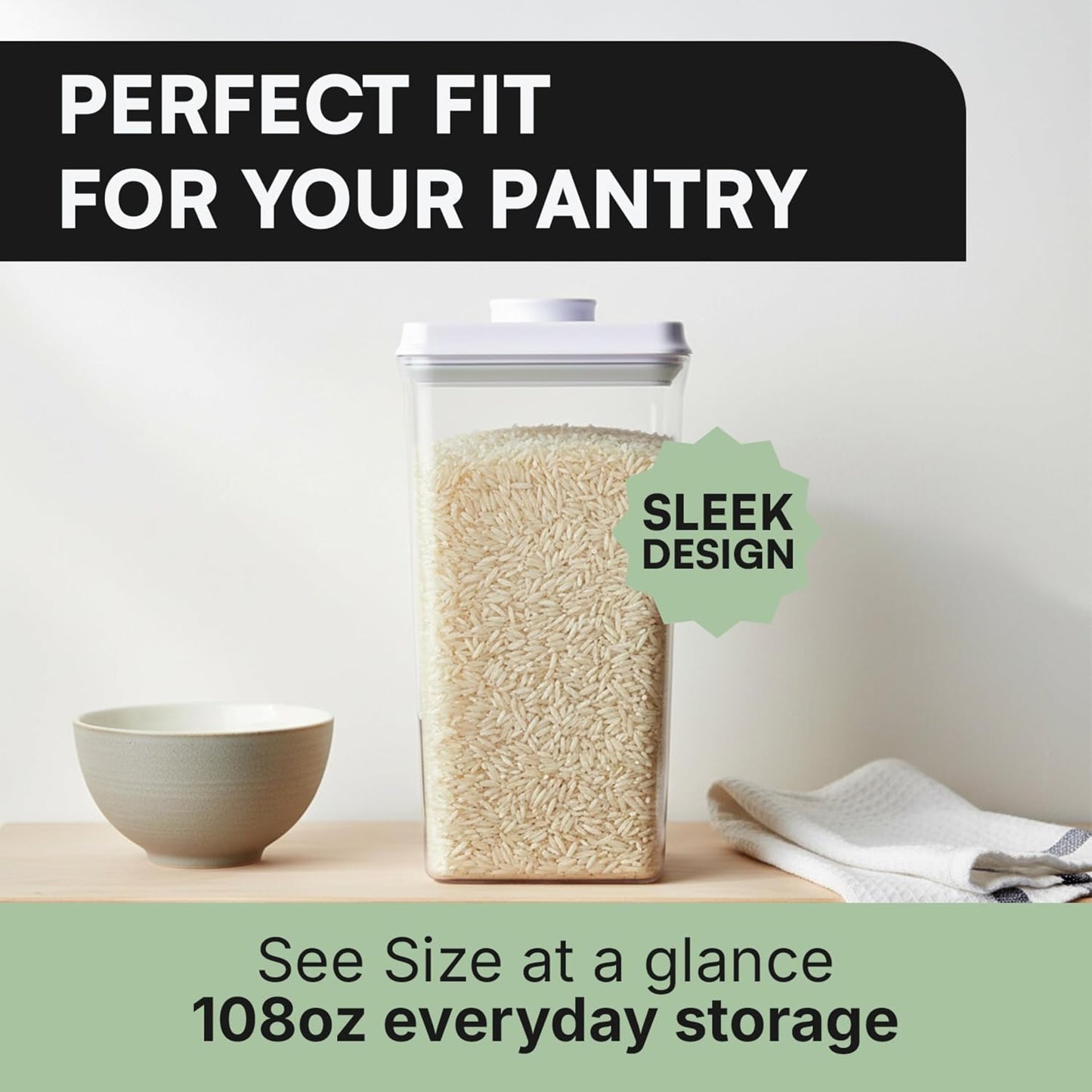 Bop Top Airtight Food Storage Containers with Lid 2 Cups / 16 oz | Kitchen Canister Sets | Air Tight Pantry Container | Pop Top Dry Food Storage Containers for Snacks, Sugar, Flour, Baking, Pasta