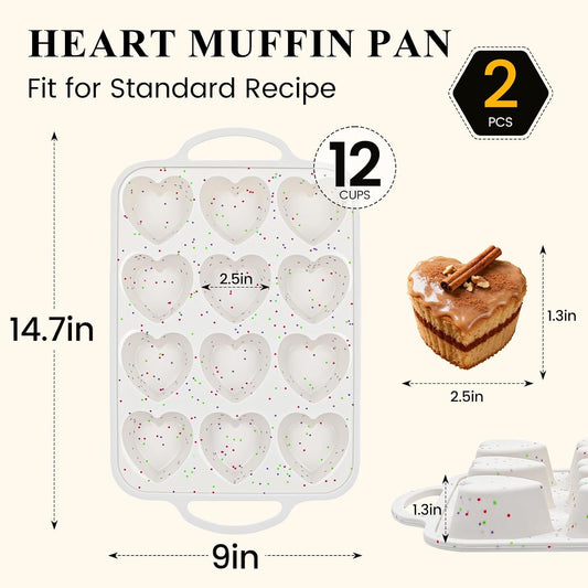 Silicone Muffin Pans for Baking, Metal Reinforced Frame 12 Cups Regular Size Silicone Cupcake Pan Nonstick Muffin Tin for Baking Muffin, Cupcake, Frittatas,BPA Free, Silicone Molds Dishwasher Safe
