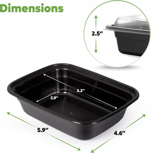 GUSTO [24 oz - 50 Count 3-Compartment Meal Prep Containers with Lids – Reusable, Microwaveable, Dishwasher & Freezer Safe, BPA-Free Food Storage Boxes for Portion Control (Formerly Comfy Package)