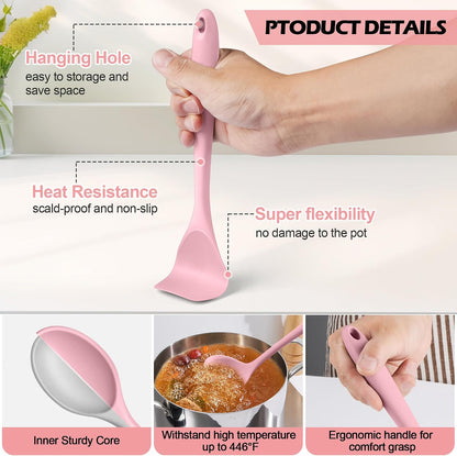 Homikit Silicone Cooking Utensil Set, 15pcs Kitchen Utensils with Holder for Nonstick Cookware, Heat Resistant Nontoxic Silicone Spatula Set Dishwasher Safe Kitchen Tools for Baking-Black
