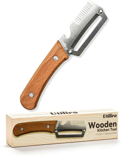 Utilira Shredder, 3-in-1 Multi Peeler Knife with Bottle Opener, Stainless Steel Wide Blade Potato Peeler, Multifunction Fruit & Vegetable Peeler for Kitchen (2Pcs)