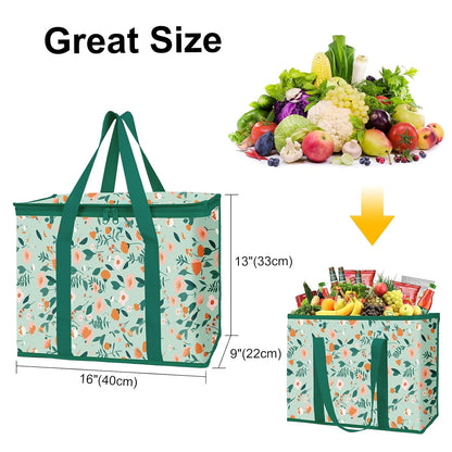 musbus 2-Pack, XL-Large Insulated Grocery Shopping Bags, Black, Reusable Bag,Thermal Zipper,Collapsible,Tote,Cooler,Food Transport hot and Cold,Camping