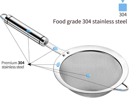 Fine Mesh Strainer with Handle Tea Sifter Stainless Steel Sieve