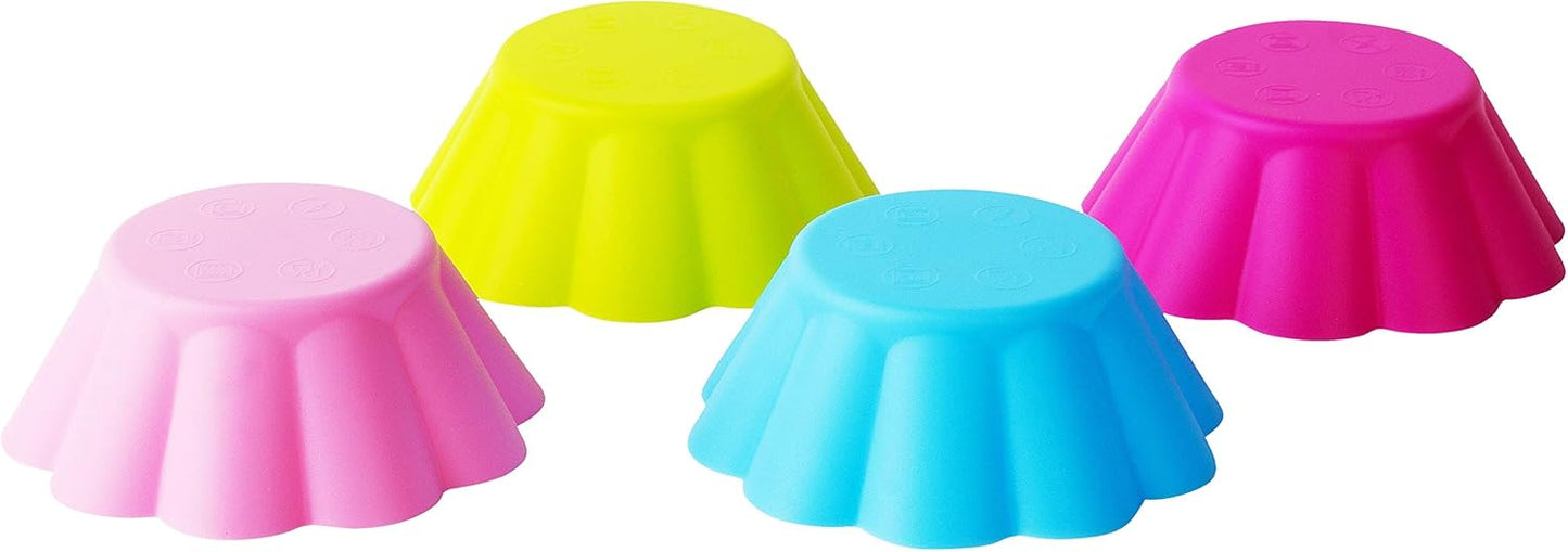 Fox Run Scalloped Black and White Silicone Cupcake and Muffin Liners, Set of 12, Standard Size Wrappers