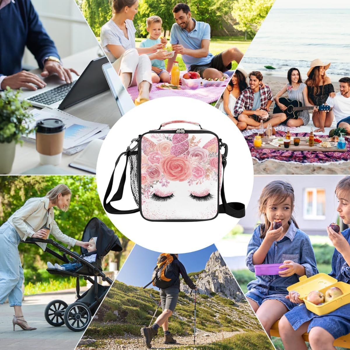cfpolar Skull Skateboard Lunch Box for Boys Girls, Insulated Lunch Bags for Kids Reusable Mini Cooler Lunch Tote Lunchbox Thermal Meal Tote Kit with Shoulder Strap for Work School Picnic