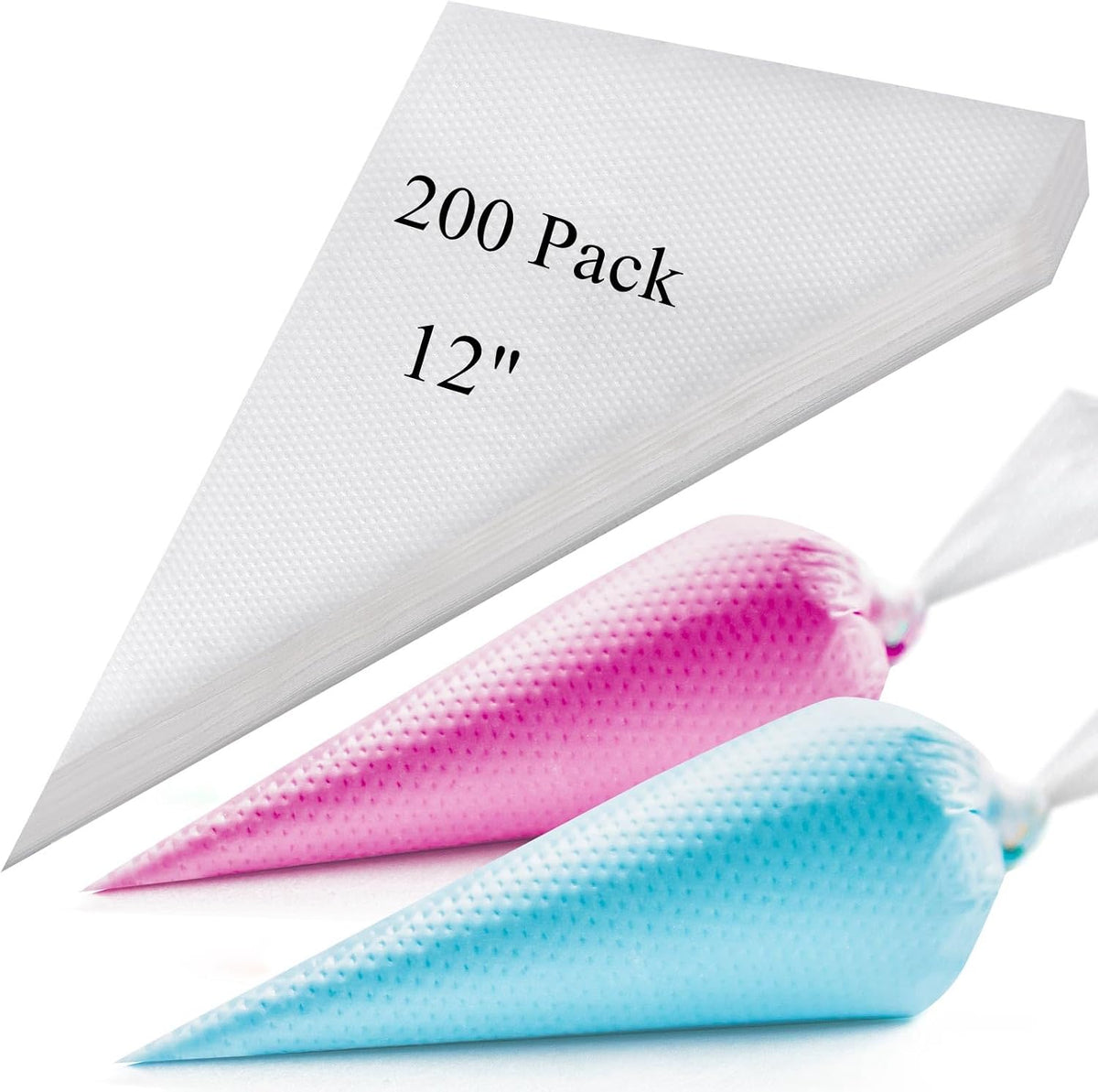 Piping Bags 12 & 16 Inch, 200 PCS Tipless Piping Bags Disposable Pastry Bags Thick Icing Bags for Decorating Cake Cookies