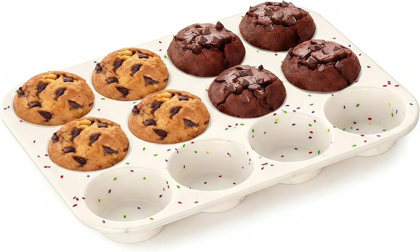 Silicone Muffin Pan for Baking: 12 Cup Muffin Pan with Metal Reinforced Frame, Regular Size Cupcake Egg Bites Molds for Baking, BPA Free Silicone Muffin Tray, Dishwasher Safe (1 Pack, Red)
