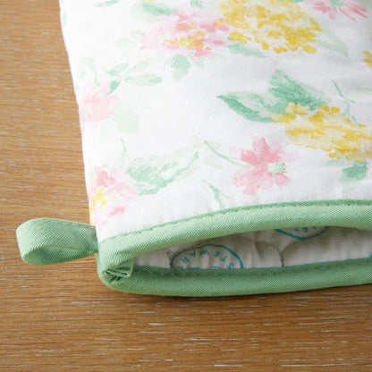 Martha Stewart Amber Floral Oven Mitt & Pot Holder Set 2-Pack, Blue/Green, OM: 7"x13" & PH: 7"x10"
