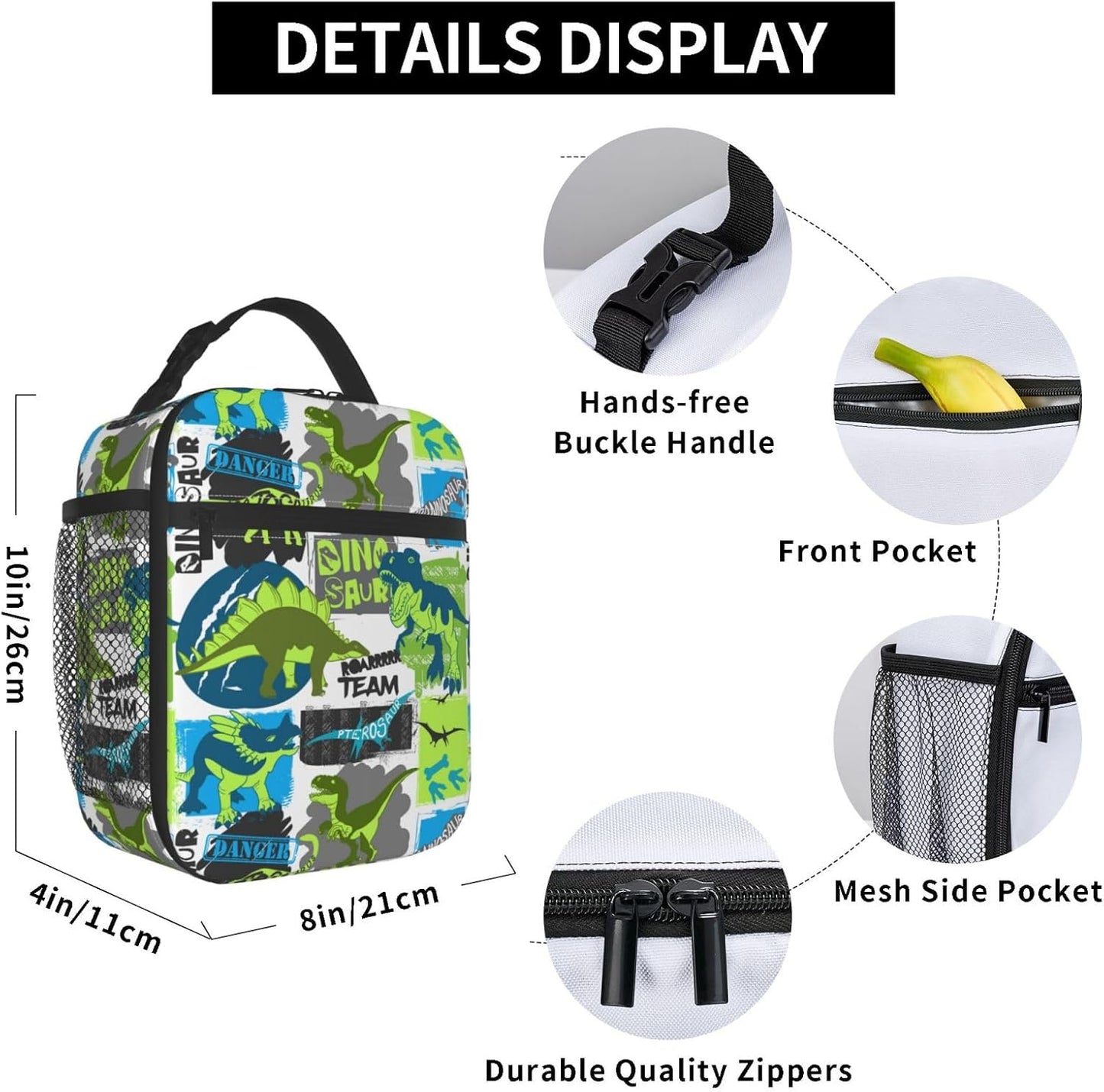 Black Cat Reusable Lunch Box Food Bag Insulated Lunch Bag for Teenage Boys Girls School Beach