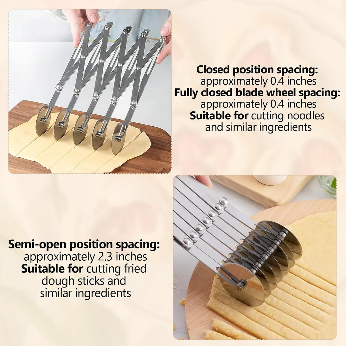 5-Wheel Pastry Cutter, Expandable Stainless Steel, 2-Pack