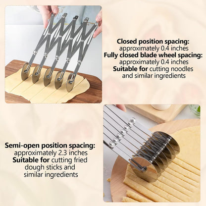 5-Wheel Pastry Cutter, Expandable Stainless Steel, 2-Pack