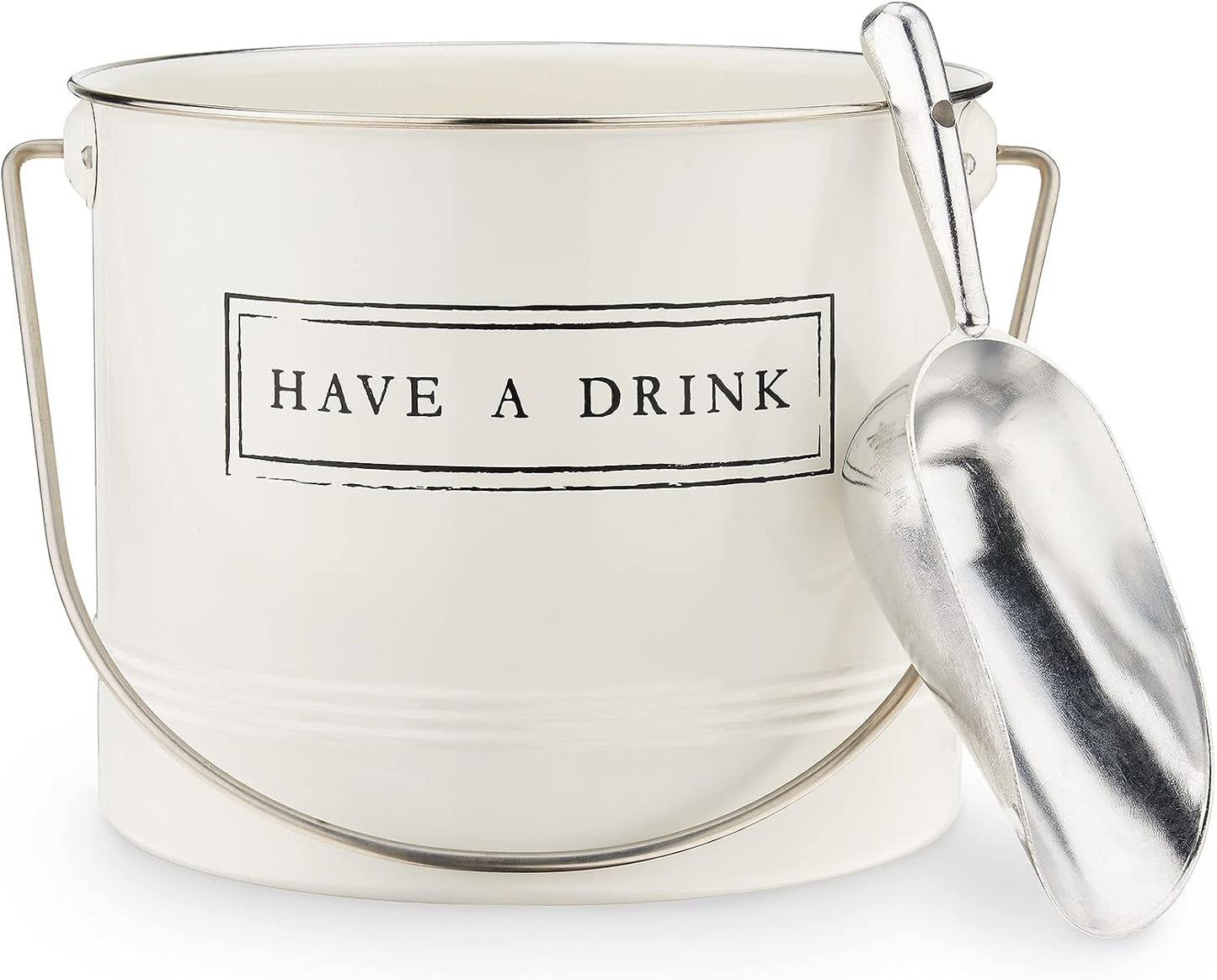 Twine Insulated Ice Bucket with Lid, Scoop & Handles for Beer, Wine, Champagne, Beverages, 1 Gal Galvanized Metal Bucket, Steel Ice Container for BBQs, Indoor & Outdoor Party Supplies, Bar Accessories